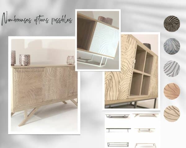 buffet bois massif de salon personnalisable ou sur-mesure, finitions au choix