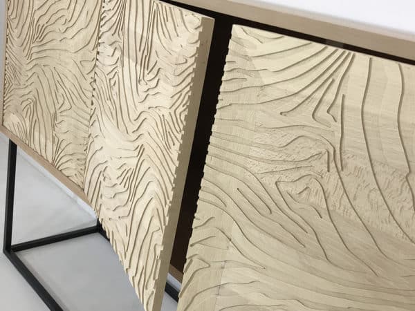 Buffet bois avec portes bois massif motif zèbre