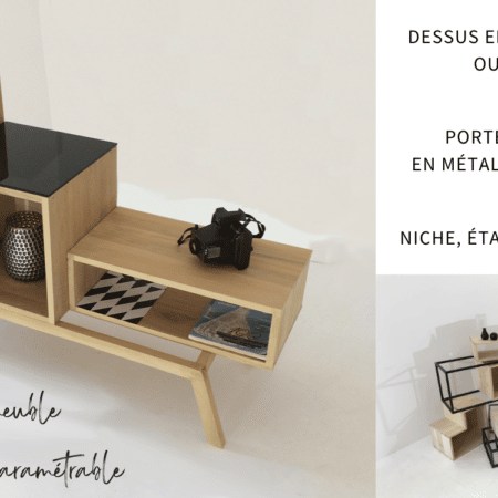 meuble d'appoint en bois à configurer soi même. Plusieurs possibilités au choix.