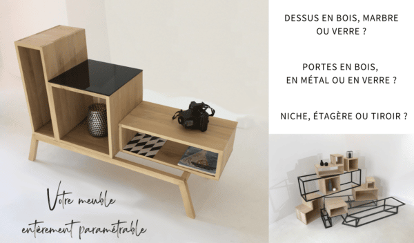 meuble d'appoint en bois à configurer soi même. Plusieurs possibilités au choix.