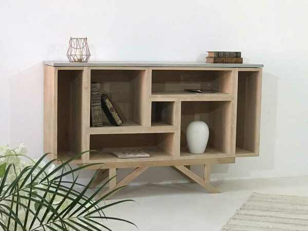 meuble modulaire en chêne massif avec pied original