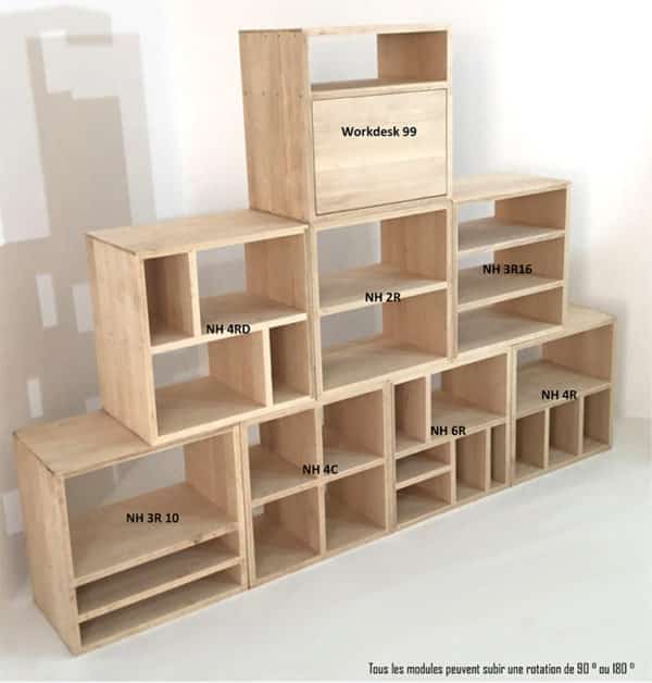 Modules d'agencement bois clair pour meubles sur-mesure