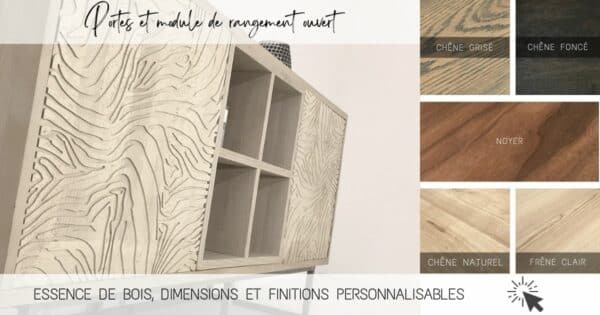 buffet bois massif de salon "Zèbre" avec finitions personnalisables ou sur-mesure.