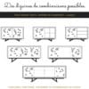 Combinaisons possible pour les meubles buffets KUBIKA en bois massif et métal ajouré, au design moderne et original, fabrication Française artisanale haut de gamme, sur mesure ou personnalisable.