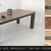 table bois massif contemporaine BURTON: plateau en bois massif au choix et pied en acier thermolaqué