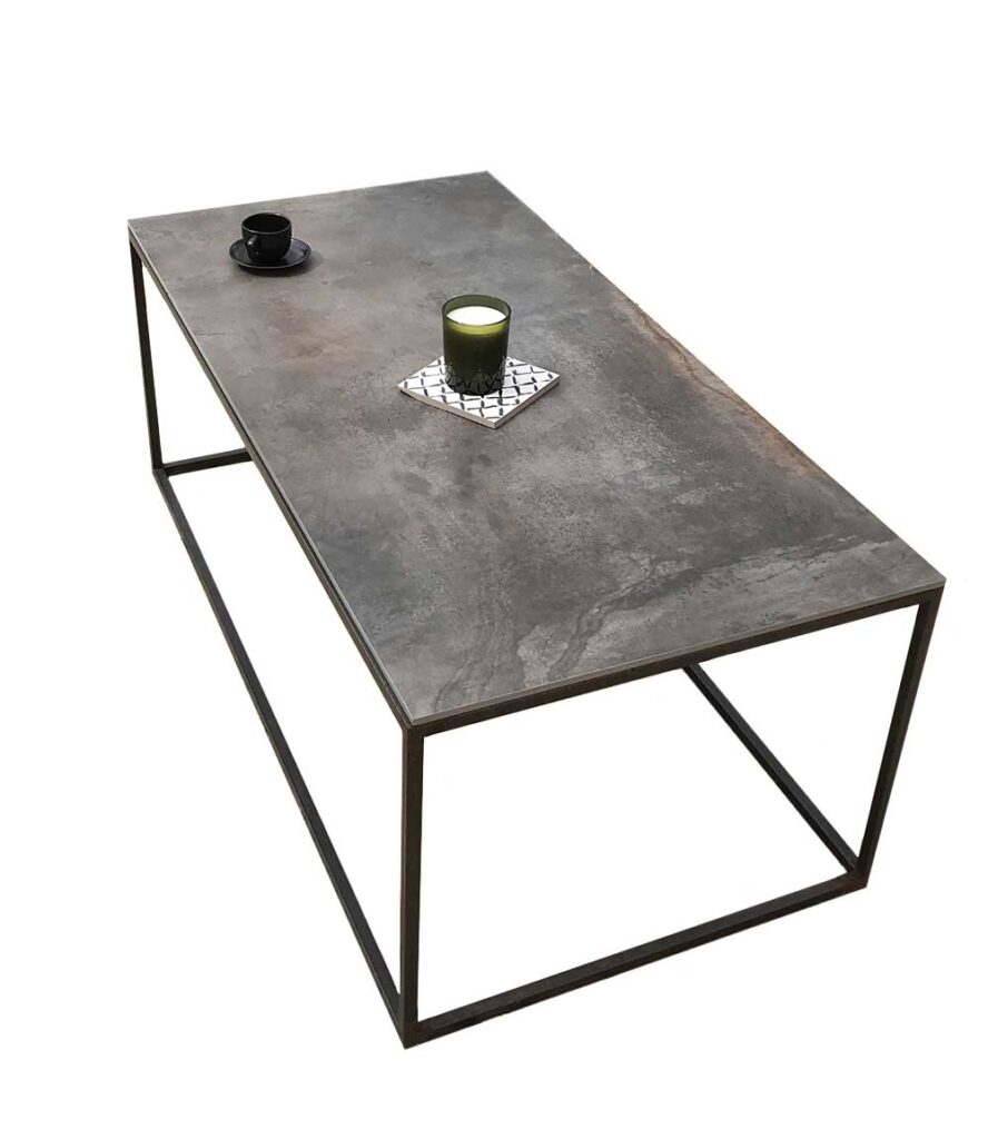 table basse rectangulaire en céramique 120 cm au look moderne avec plateau céramique au choix