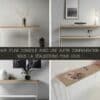 Console avec plateau et étagère en chêne massif clair et pied en métal blanc, entièrement sur-mesure