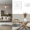 Scène 7b - Meubles hauts de gamme et durables suivants : console bois massif et métal blanc BIANCA, table basse bois et métal blanc ORGANICA, table à manger en bois VIETRI, chaises modernes HONOLULU