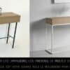 console meuble d'entrée avec tiroirs, caisson en chêne massif naturel et pied en métal noir ou blanc
