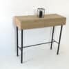 meuble console d'entrée avec 2 tiroirs en chêne massif et pied en métal original en forme de H élancé. Une console made in France.