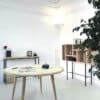 table à manger ronde en bois avec pieds coniques bois massif