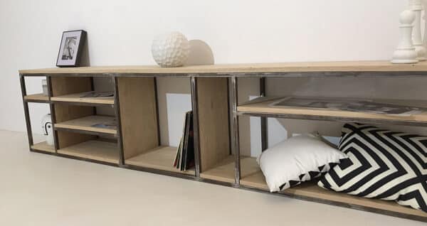 Meuble bois métal pour le salon à personnaliser selon les besoins de chacun, fabrication Française.