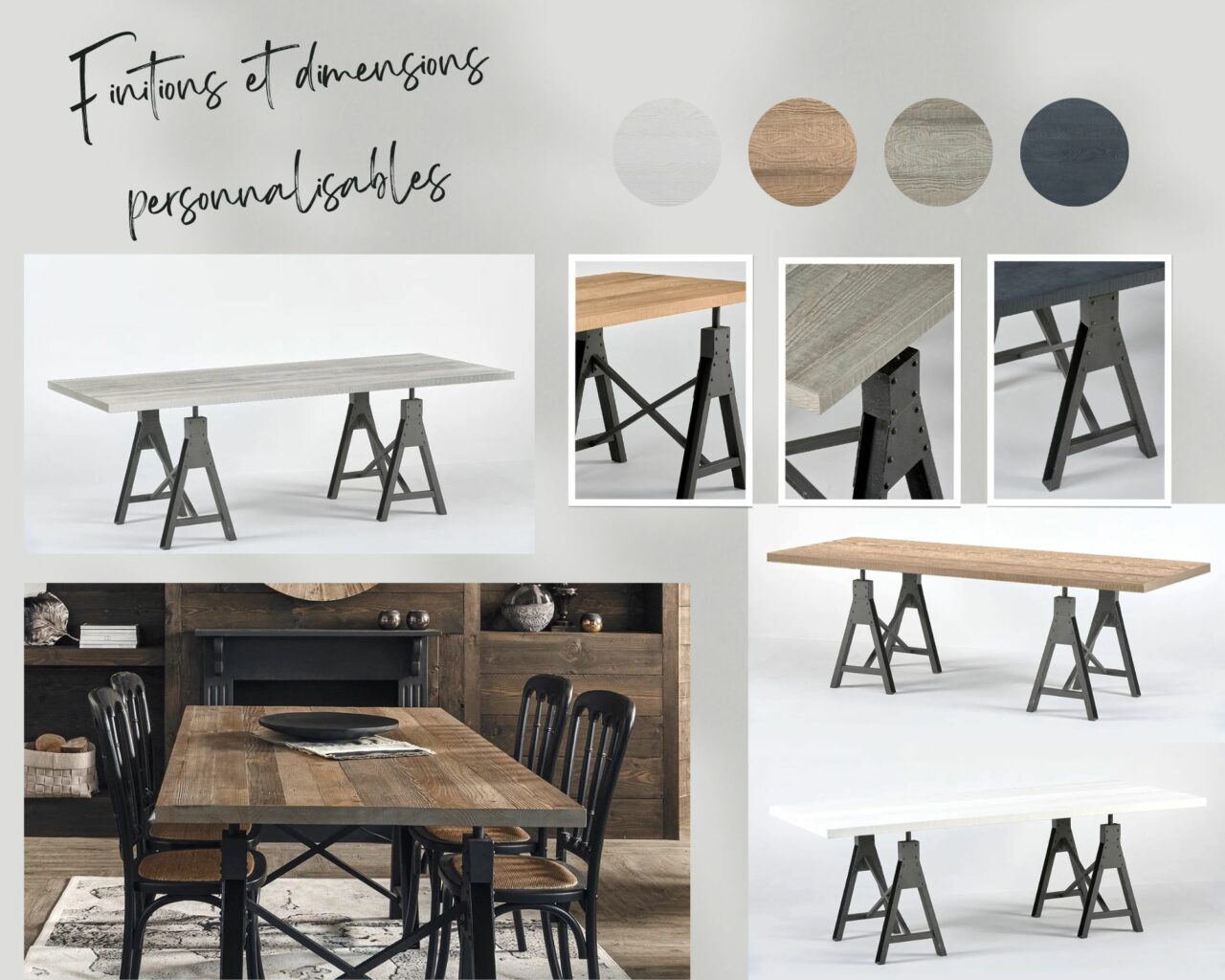 Table bois métal design