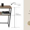 console avec étagère pour entrée ou pour couloir, en version étroite ou sur-mesure