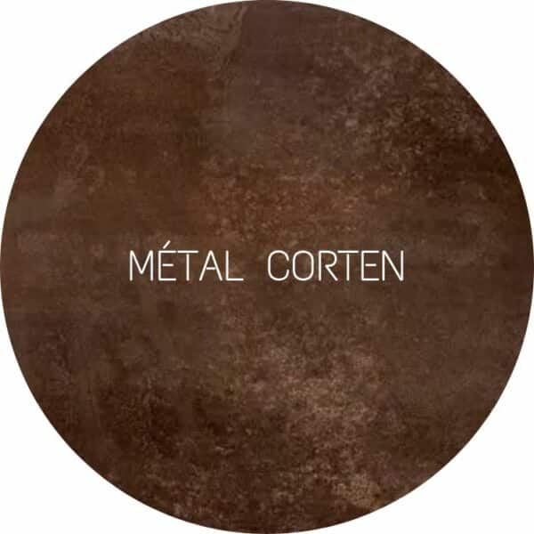 céramique ronde effet métl industriel de type Corten
