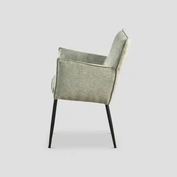 chaise de salle à manger vert moderne, vue de profil