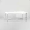 table à manger en bois massif avec la finition White Titanium.. Vue de face.