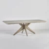 table à manger haut de gamme en bois de chêne, avec pied design en étoile