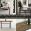 Console avec plateau et étagère en chêne massif, pied en métal noir, entièrement sur-mesure