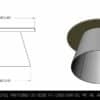 Plan de la table basse ronde en bois avec pied conique en métal lisse