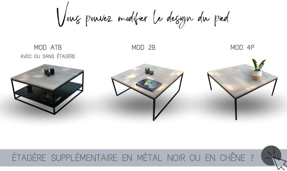 Différentes possibilités offertes pour la table basse bois massif carrée avec étagère