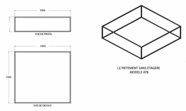 Plan de la table basse carrée, modèle ATB