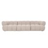 Grand canapé 4 places moelleux et confortable, en tissu beige de qualité, avec formes arrondies au design élégant et original. Vue de face.
