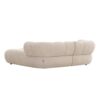 Vue depuis l'arrière du Canapé d'angle droit en tissu beige NEW YORK avec formes douces et arrondies offrant de belles dimensions : largeur 204 cm, profondeur 172 cm pour un confort optimal.