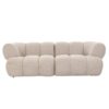 Canapé design 2 à 3 places offrant une largeur de 204 cm, en tissu beige avec formes arrondies au design élégant et original. Vue de face.
