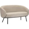 Canapé de salon 2 places offrant une largeur de 135 cm, en tissu de couleur Beige avec formes arrondies au design élégant et original. Vue de face.