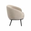 Canapé de salon de 2 places moelleux et confortable, en tissu Beige de qualité, avec formes arrondies au design élégant et original. Vue de profil
