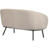 Vue du dossier arrière en tissu Beige du Canapé de salon de 2 places. Piétement en acier noir thermolaqué au design fin et minimaliste.
