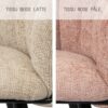 La chaise fauteuil de salle à manger BREEZE est disponible en tissu Beige, tissu Beige Latte, tissu Rose pâle et aussi en tissu Vert Pistache.