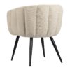 Chaise moderne de salle à manger BREEZE BEIGE en tissu de couleur Beige, avec dossier arrondi pour un confort optimal. Vue de trois-quarts dos.