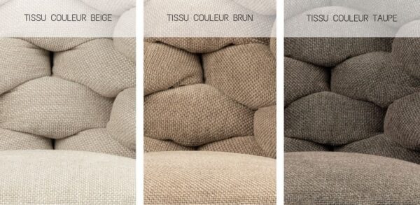 La chaise ROCK est disponible en tissu Beige, tissu Brun et aussi en tissu Taupe.