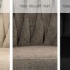 La chaise WAVE est disponible en tissu Beige, Taupe et aussi en tissu Noir.