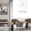 Scène 5w - Meubles hauts de gamme et durables suivants : table à manger bois métal CAVALLO, chaises en tissu couleur Taupe WAVE, et étagère Industrielle PATMOS.