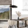 scène 8br : table à manger bois grisé UNIVERS, fauteuils de salle à manger en tissu beige BREEZE BEIGE, étagère de style industriel en chêne massif et métal AYESCHA.