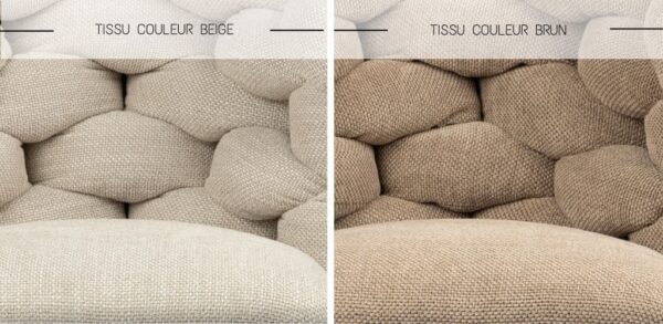 Détail du tissu de couleur Beige comparé au tissu de couleur Brun.