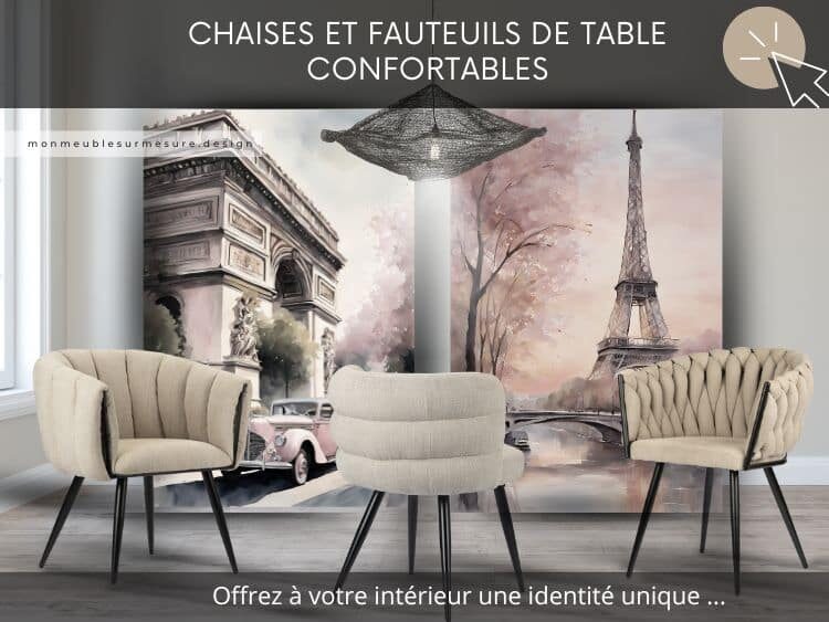 Chaises de salle à manger modernes confortables avec dossier arrondi en tissu rembourré beige et crème