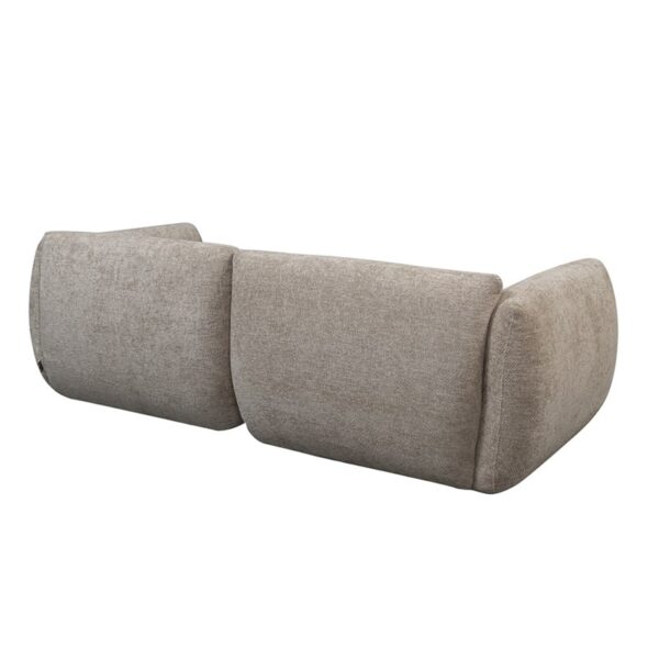 Canapé 2,5 places en tissu Beige, vu depuis l'arrière.