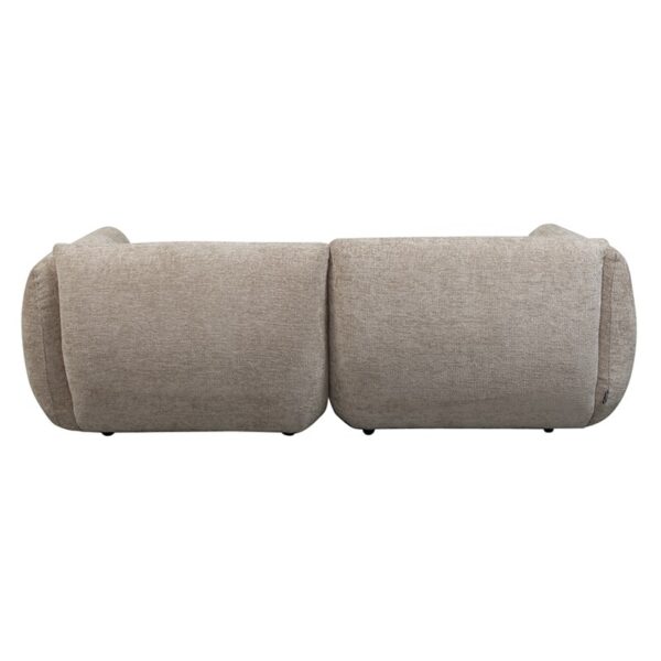 Canapé 2,5 places en tissu Beige, vu de dos.