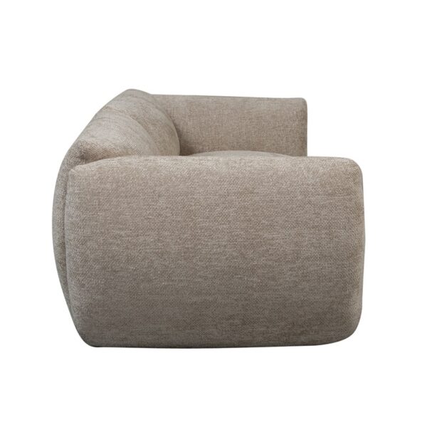 Canapé 2,5 places en tissu Beige, vu de profil.