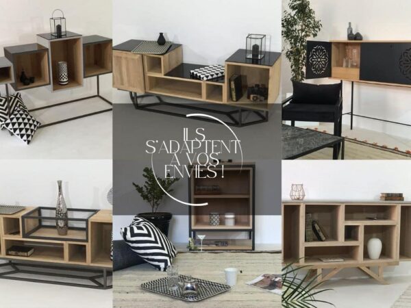 Meubles sur-mesure, modulaires en bois massif et métal, au design original signé Danny Da Pozzo pour Casa Daya.