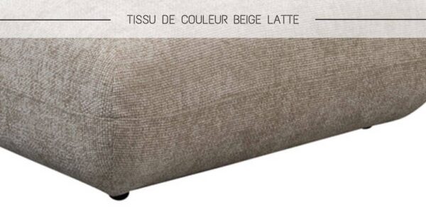 Zoom sur le tissu beige Latte du pouf carré Ottoman, un tissu confortable et de grande qualité