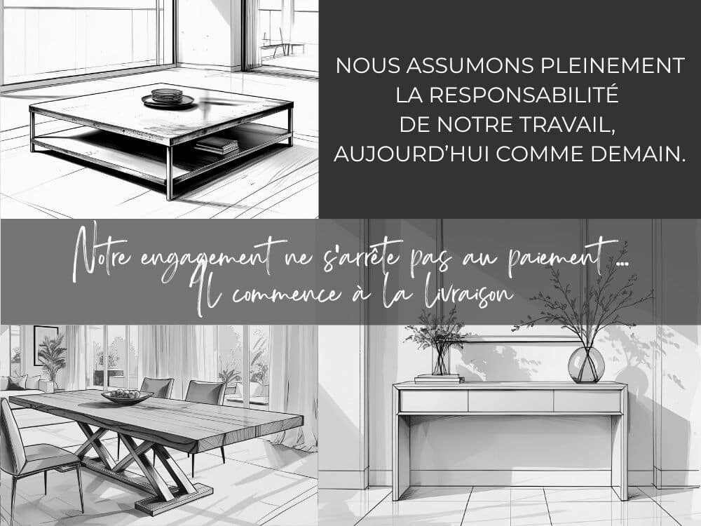 Croquis de meubles réalisables sur-mesure et profitant de notre garantie à vie.