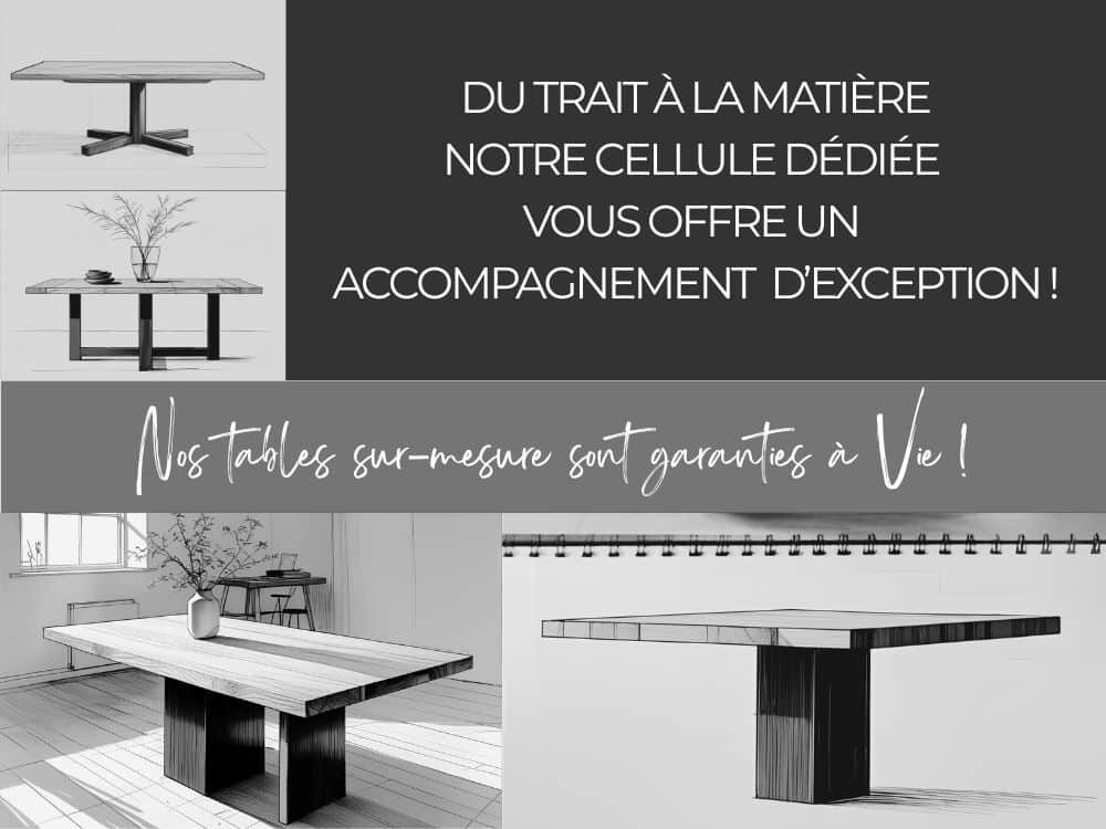 Notre cellule dédiée propose des croquis et des plans précis pour toute commande relative à une table à manger sur-mesure.