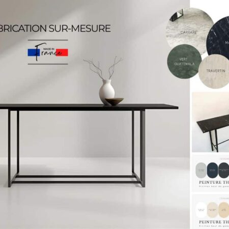 Le plateau en marbre de la console design se décline en plusieurs coloris et styles, selon vos préférences. Idem pour le pied en métal qui peut être modifié et affiné selon le style de chacun.