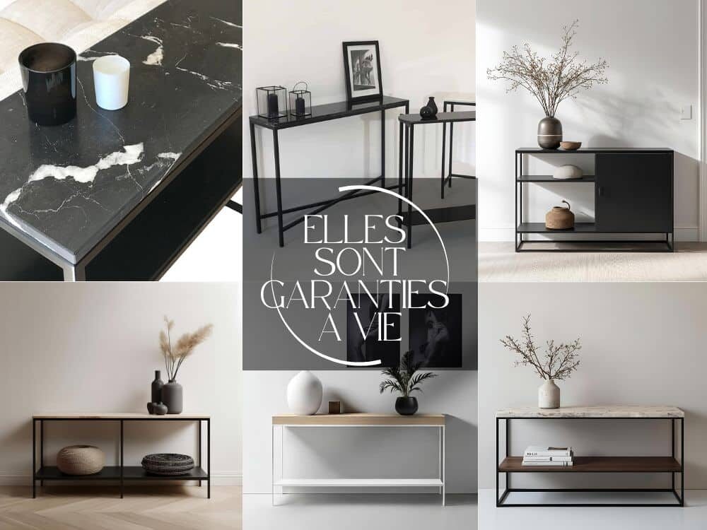 Ces six visuels esquissent un aperçu de nos consoles sur mesure, véritables interprétations de l’art d’habiller l’espace. Chaque création, unique par son dessin, s’accorde à l’architecture intérieure et reflète le style de vie qu’elle accompagne. Pensées pour durer, elles portent une garantie à vie, signe de confiance absolue.