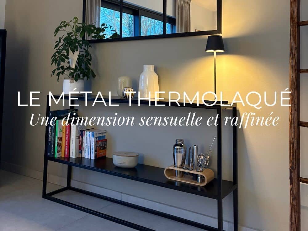 Cette scène illustre la tendance 2026 déco maison, où le métal thermolaqué noir incarne la force, l’équilibre et la pureté du design contemporain.
